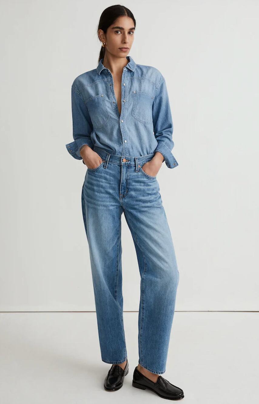Madewell Womens 27 Blue The Boyjean Denim Straight Relaxed Premium NEW